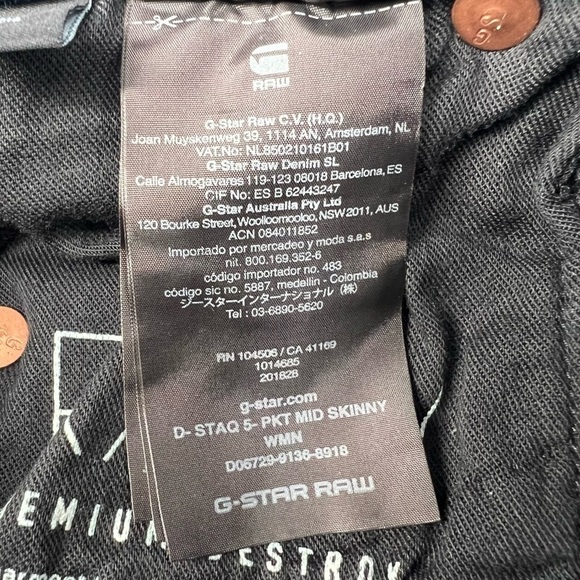 NWT G-Star Raw 5 Pocket D-Staq Mid Skinny Distressed Jeans Size 24 Women’s - Picture 8 of 12